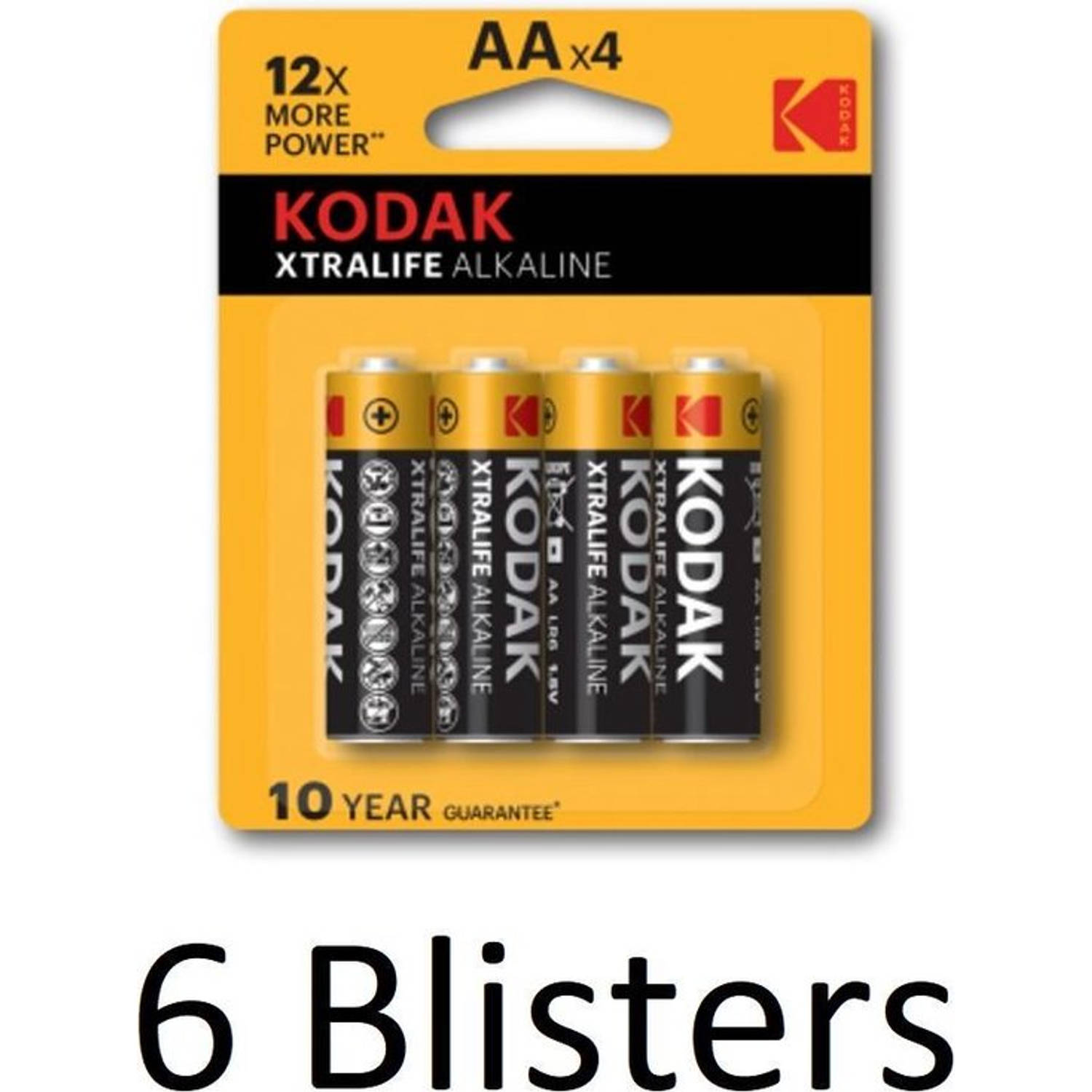 Kodak 24 Stuks (6 Blisters A 4 St) Xtralife Aa Alkaline Batterijen