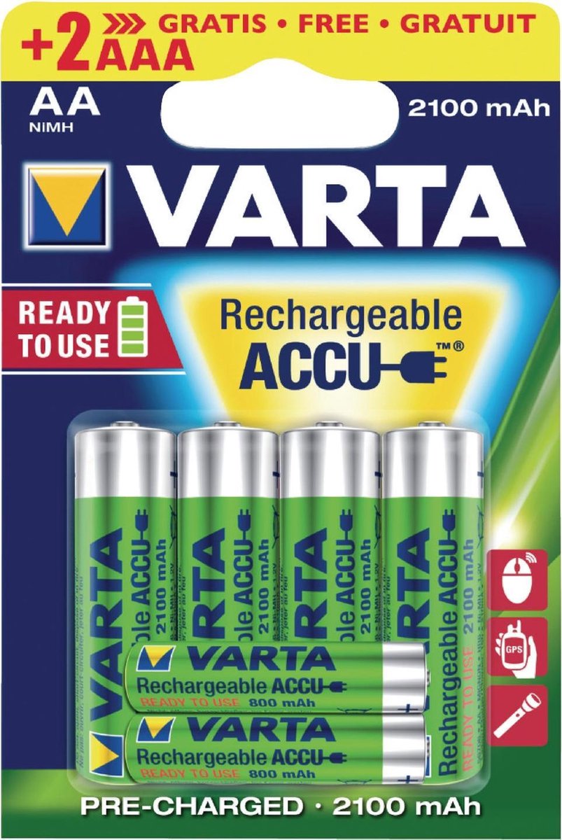 Varta Aa Oplaadbare Batterijen 4 Stuks + 2 Stuks Aaa Oplaadbaar