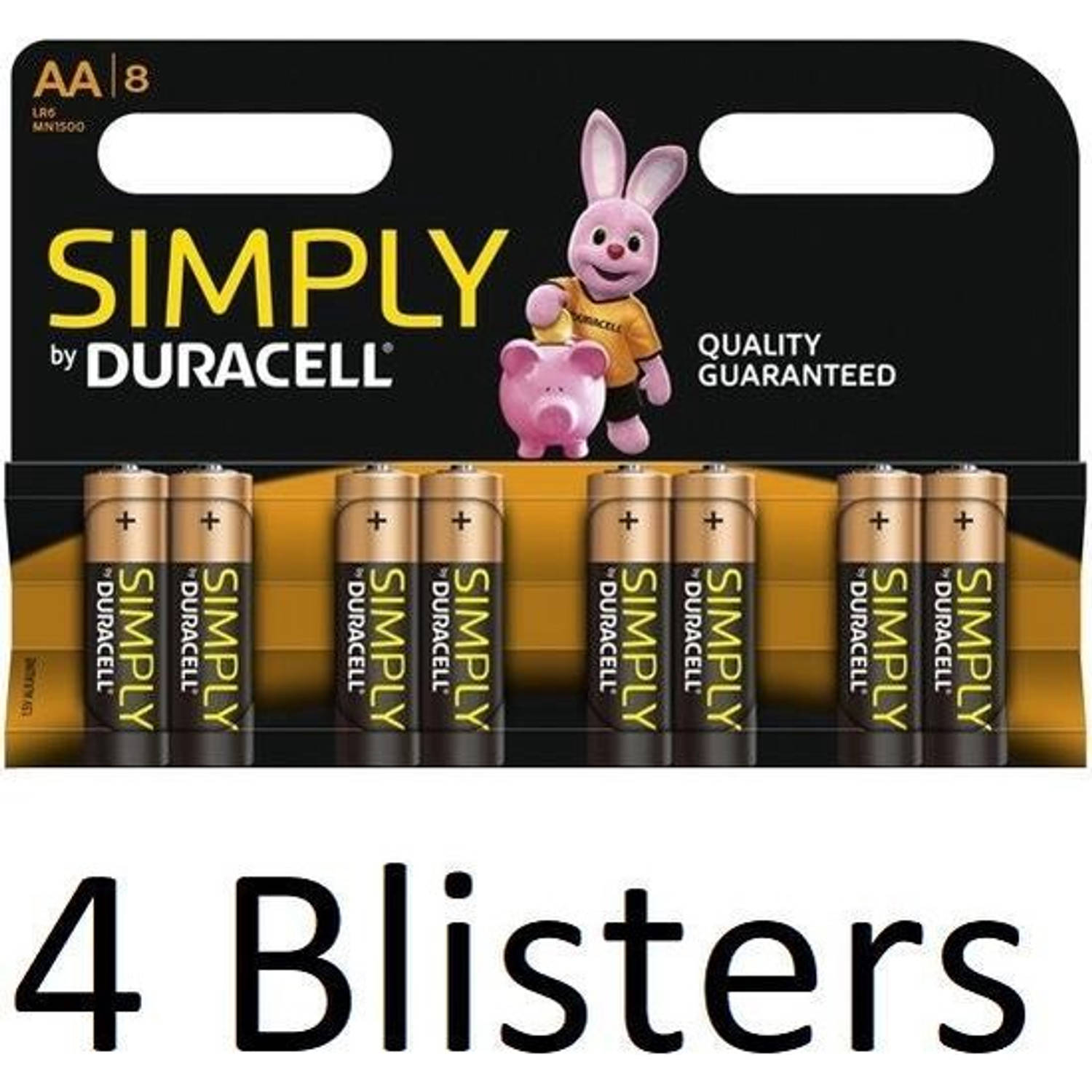 Duracell 32 Stuks (4 Blisters A 8 St) Aa Simply Batterijen