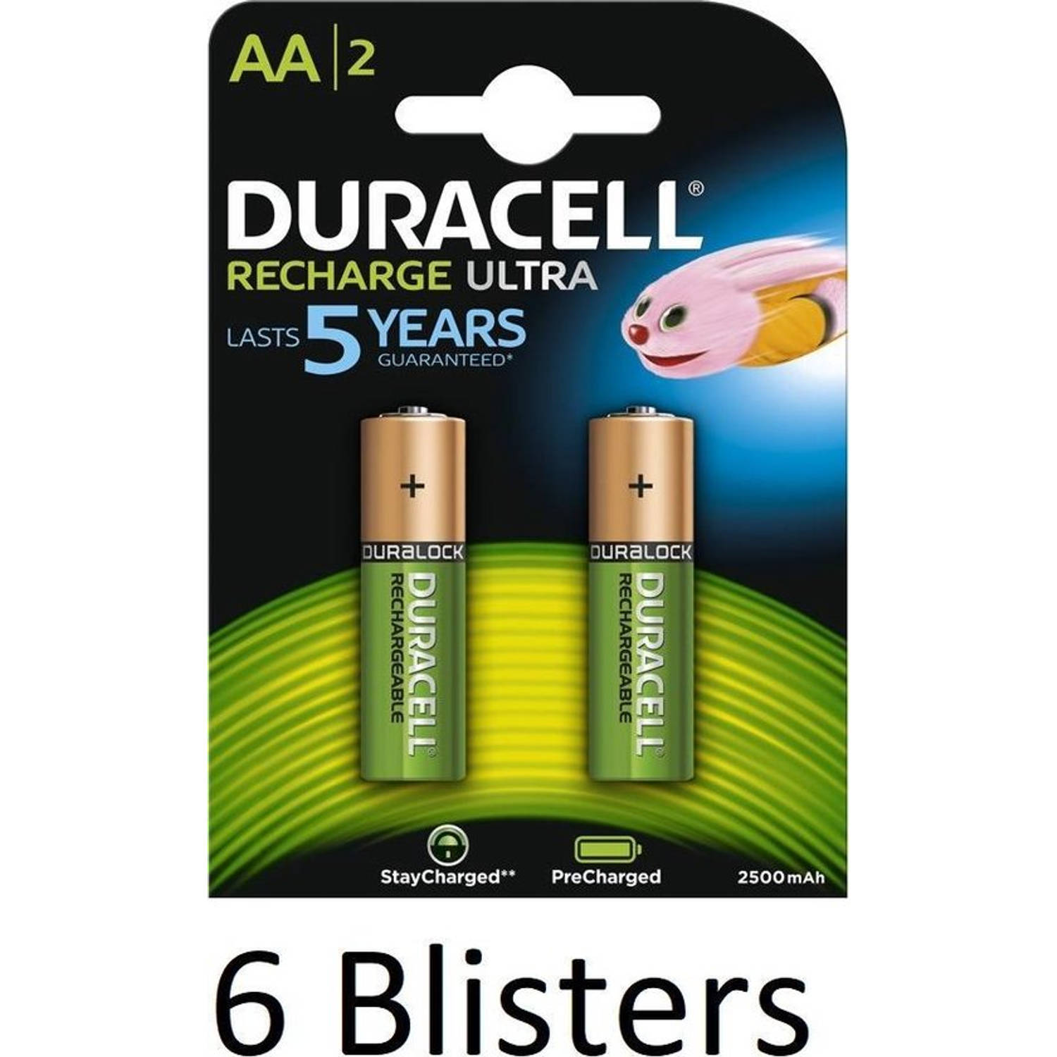 Duracell 12 Stuks (6 Blisters A 2 St) Aa Oplaadbare Batterijen - 2500 Mah