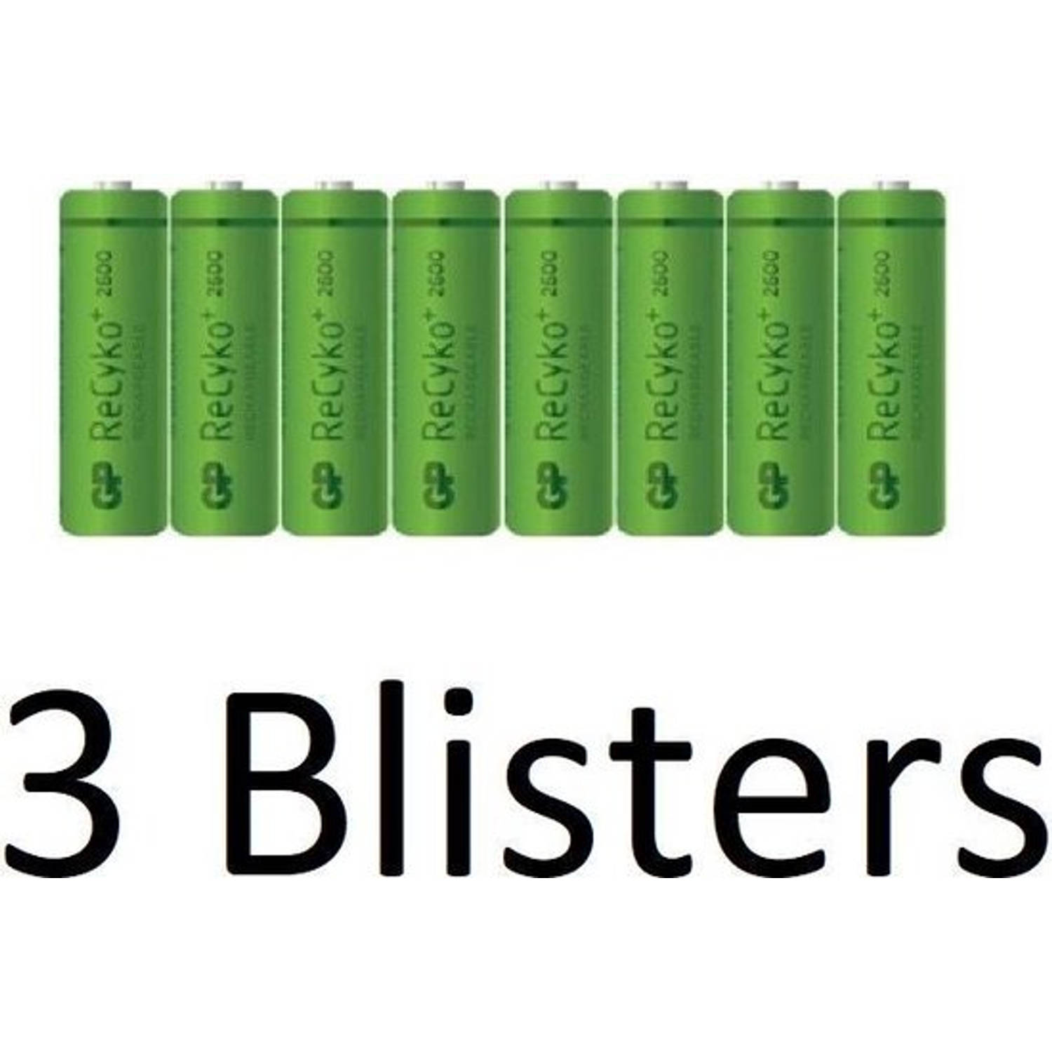 GP 24 Stuks (3 Blisters A 8 St) Recyko+ Rechargeable Nimh Aa/hr06 2600mah