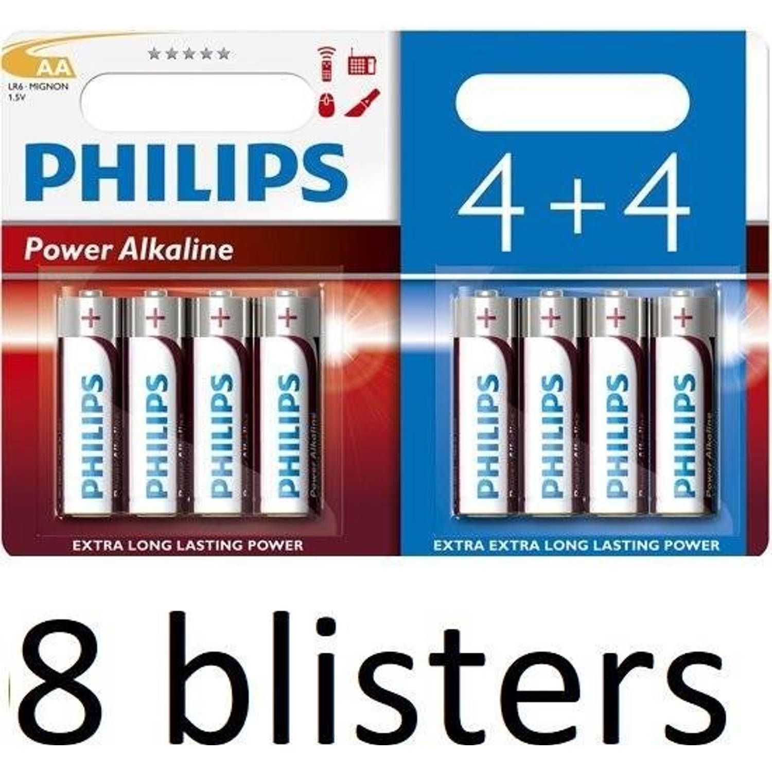 Philips 64 Stuks (8 Blisters A 8 St) Power Alkaline Batterij Lr6p8bp/10