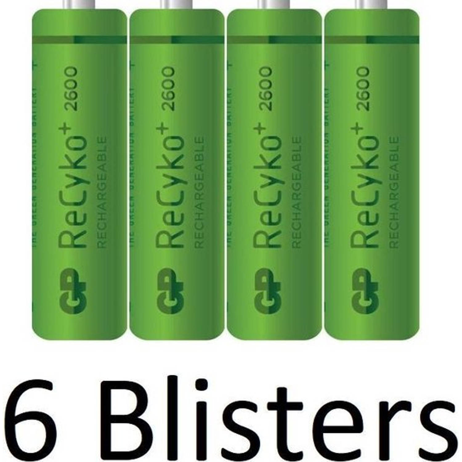 GP 24 Stuks (6 Blisters A 4 St) Recyko+ Rechargeable Nimh Aa/hr06 2600mah