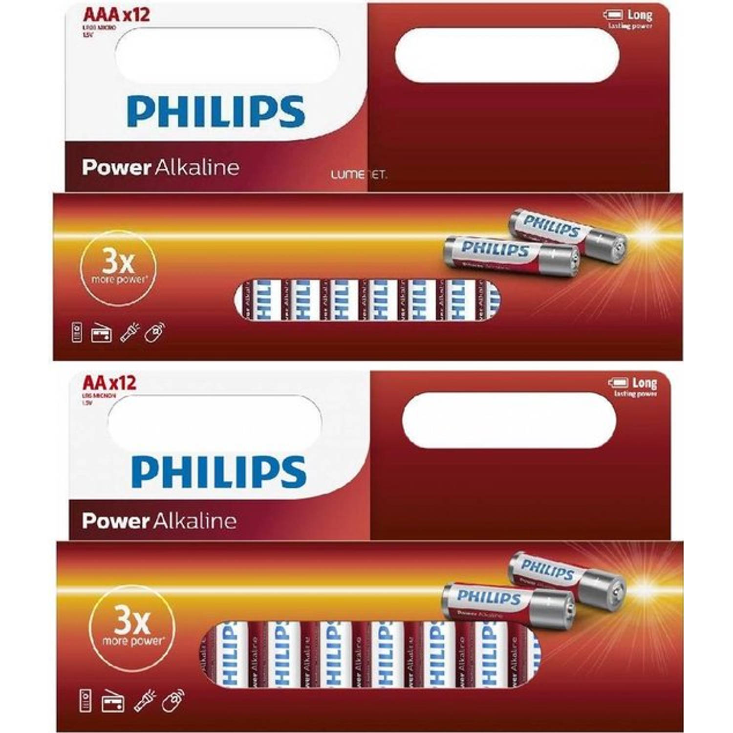 Philips Combi Deal / Power Alkaline 12x Aa + 12x Aaa