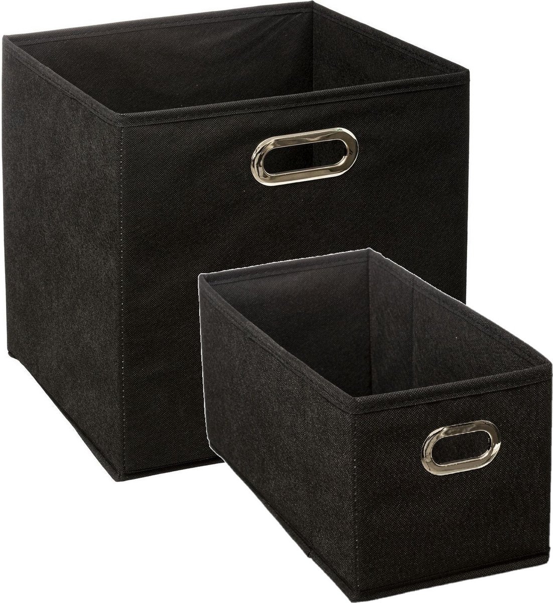 Set Van 2x Stuks Opbergmanden/kastmanden 7 En 29 Liter Van Linnen 31 Cm - Opbergkisten - Zwart