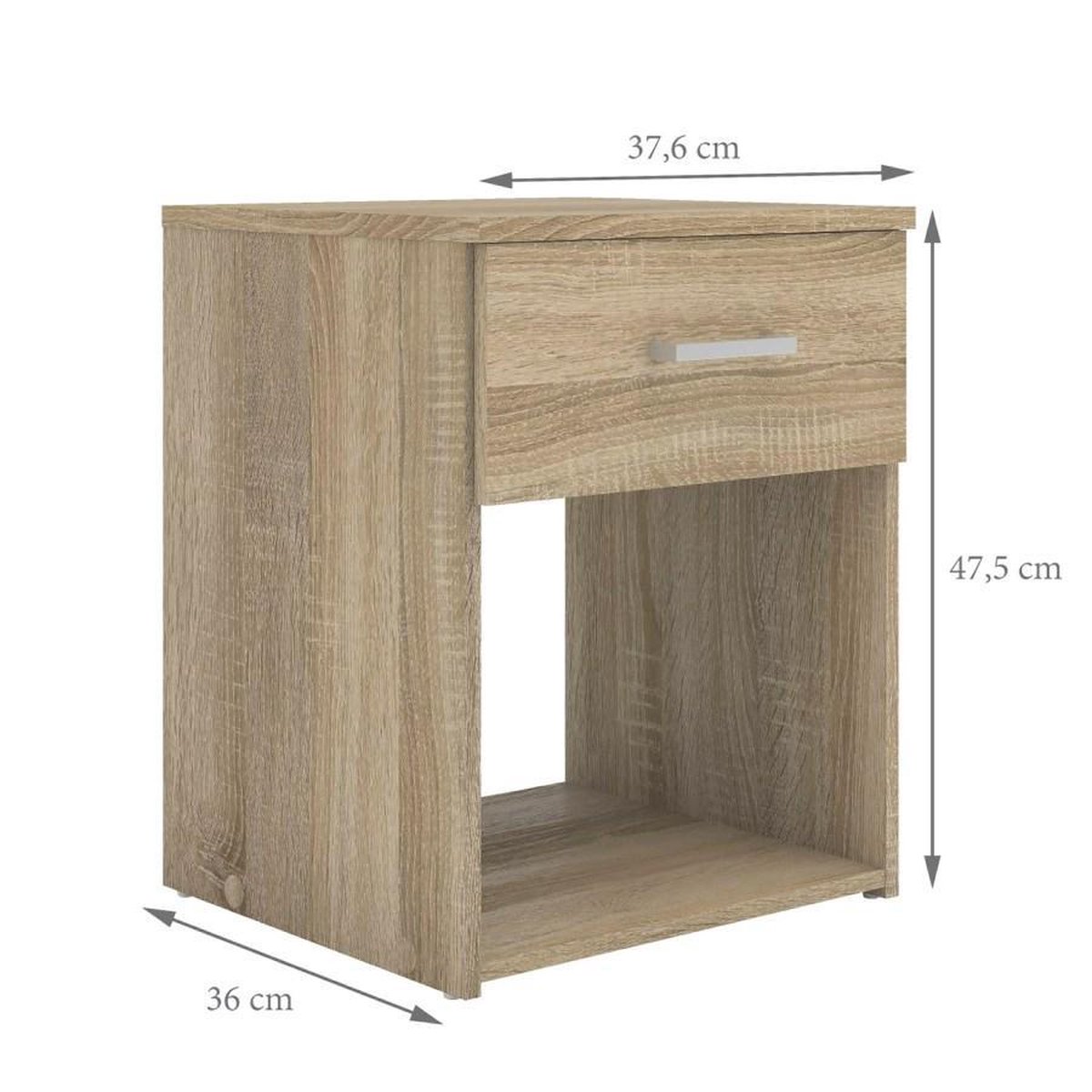 Spell Nachtkastje 1 Lade En 1 Plank Eiken Decor. - Bruin