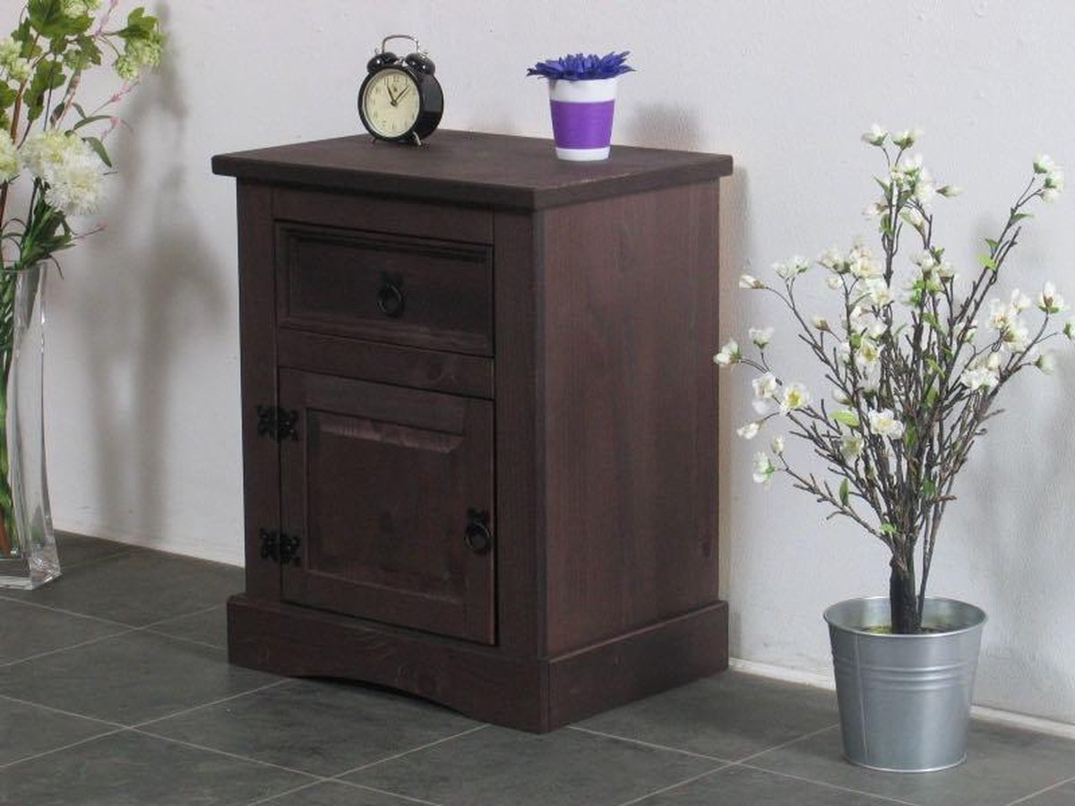 Nachtkastje Bruin New Mexico. - Zwart