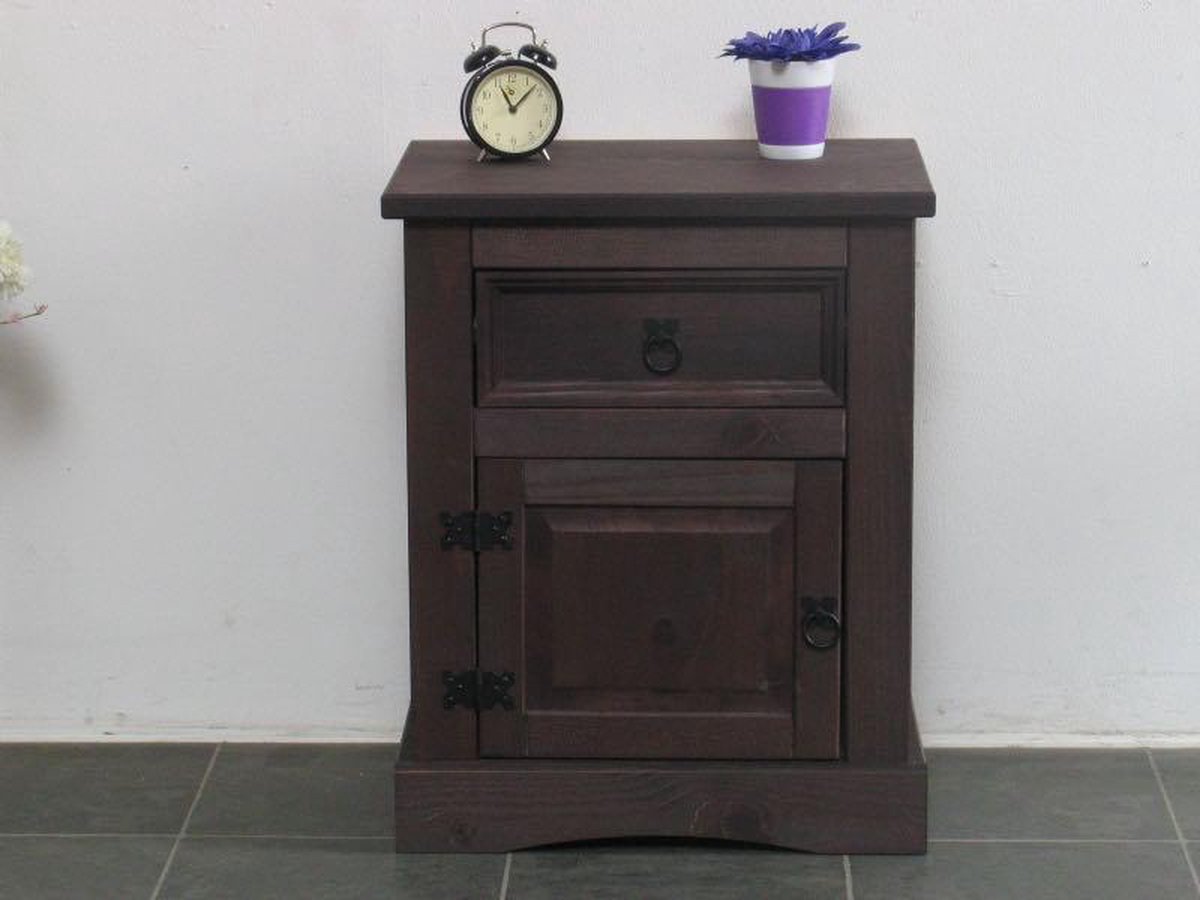 Nachtkastje Bruin New Mexico. - Zwart