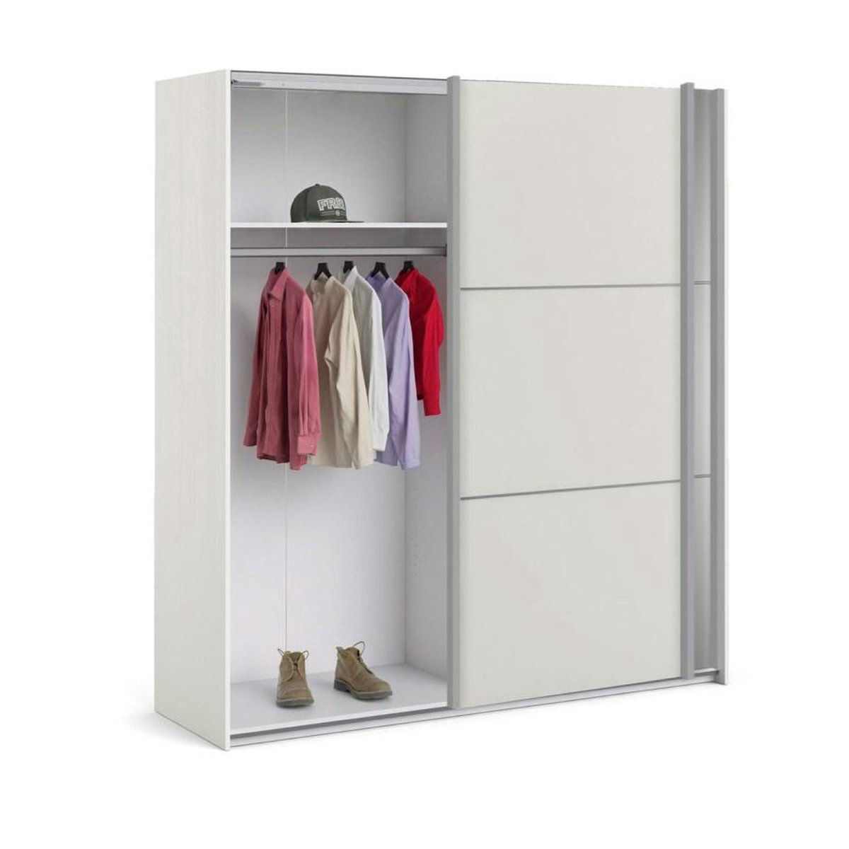 Veto Kledingkast D 2 Deurs Met 1 Spiegel H200 Cm X B182 Cm Wit Essendecor.