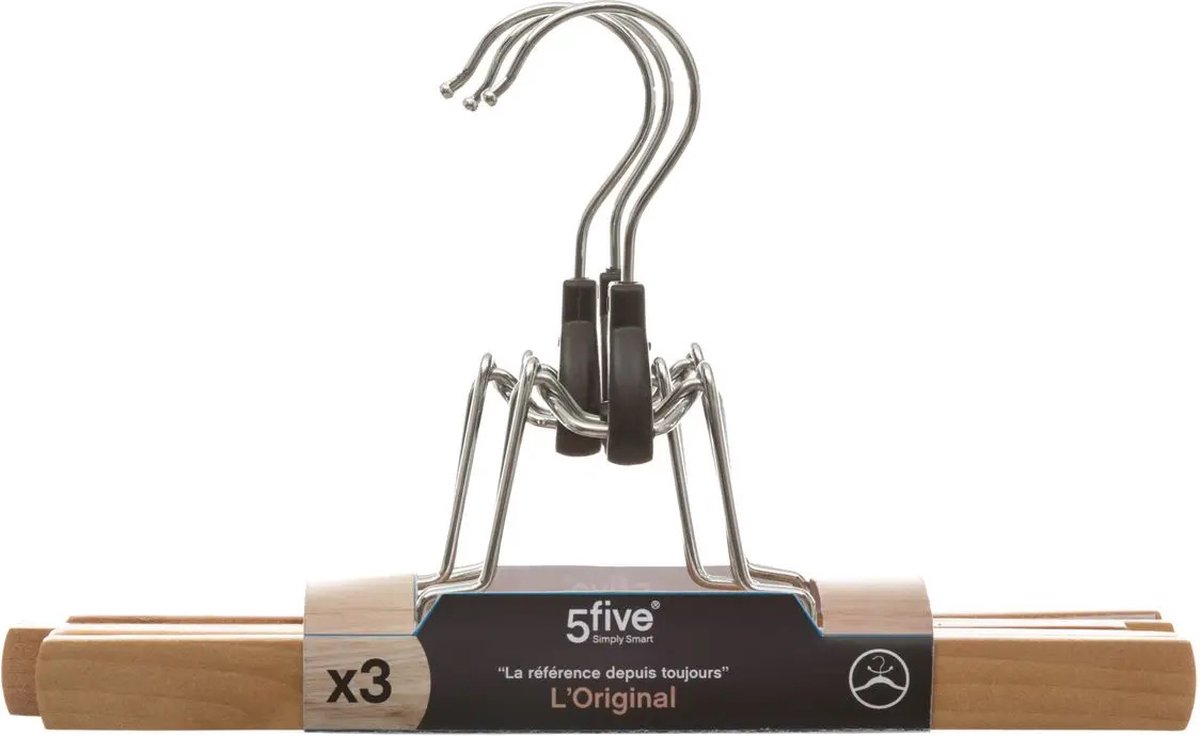 Set Van 6x Stuks Klem Kledinghangers Voor Broeken 25 X 16 Cm - Kledinghangers - Bruin