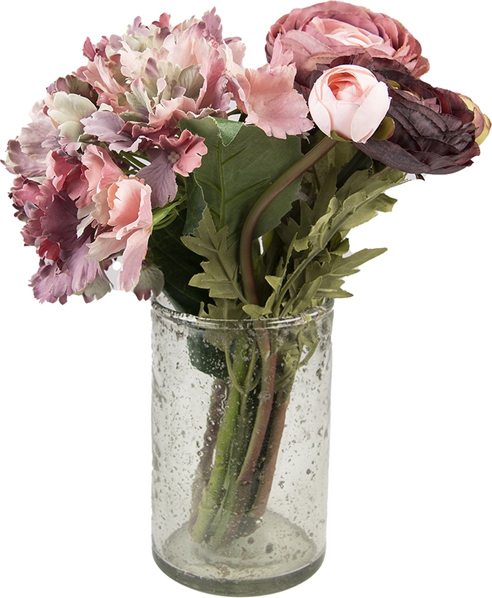 Clayre & Eef Vaas Ø 10*15 Cm Glas Glazen Vaas Decoratie Vaas Transparant Glazen Vaas Decoratie Vaas - Groen