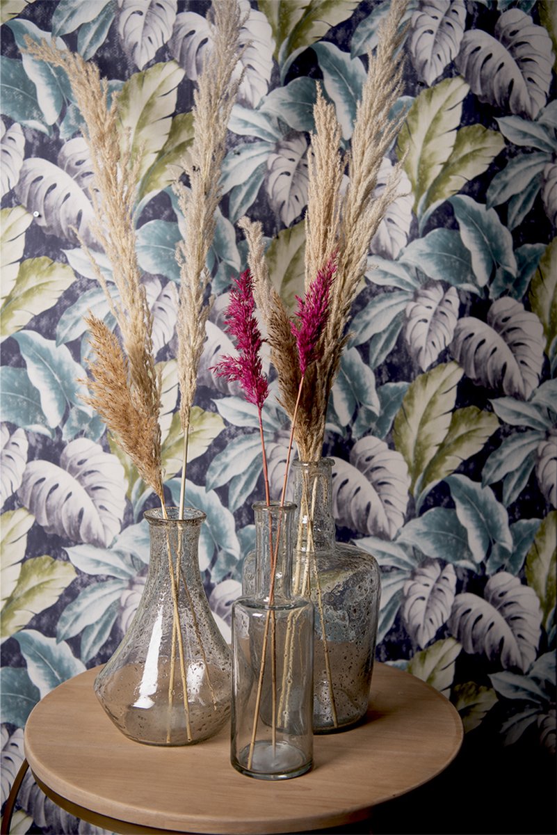Clayre & Eef Vaas Ø 21*38 Cm Glas Glazen Vaas Decoratie Vaas Transparant Glazen Vaas Decoratie Vaas