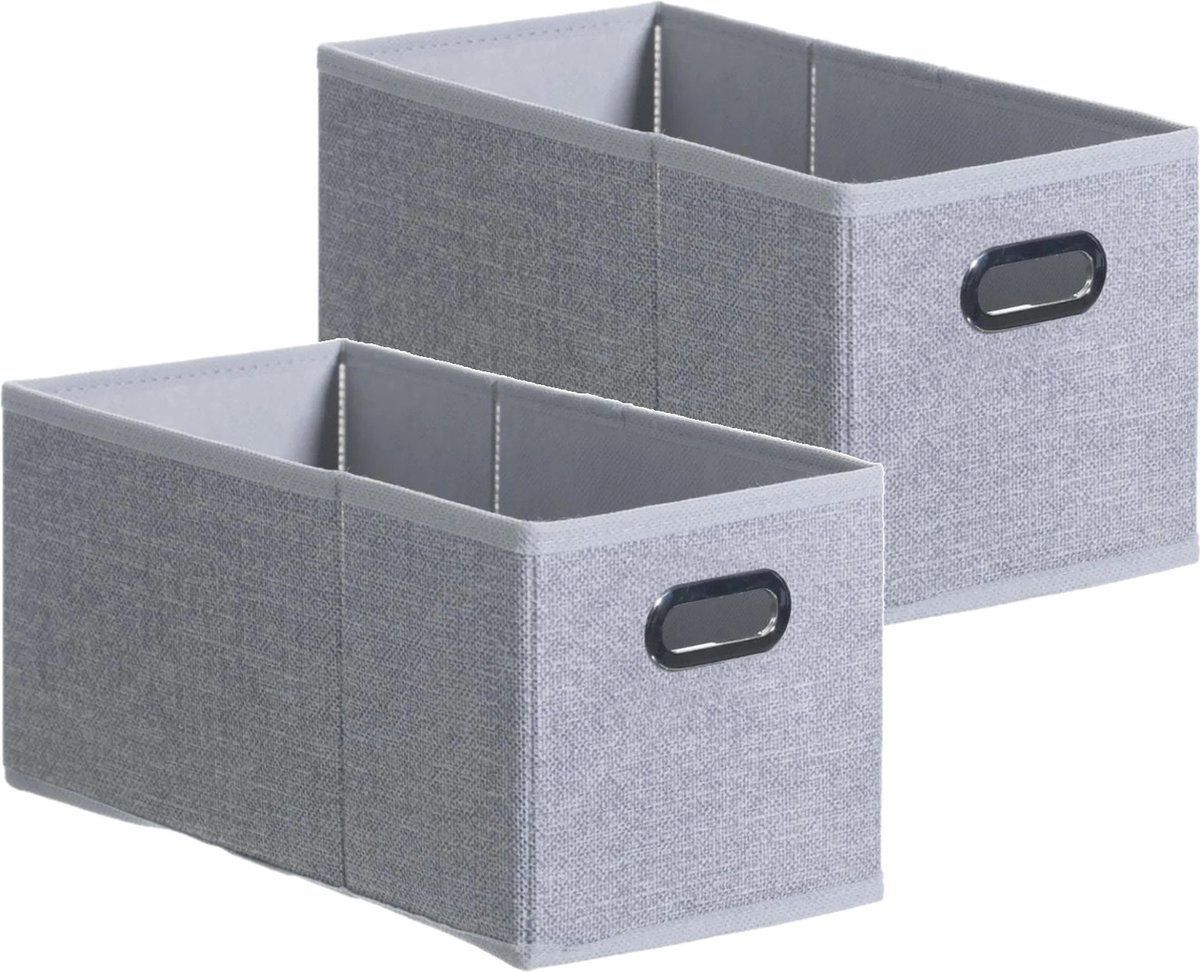 Set Van 2x Stuks Opbergmand/kastmand 7 Liter Licht Linnen 31 X 15 X 15 Cm - Opbergmanden - Grijs