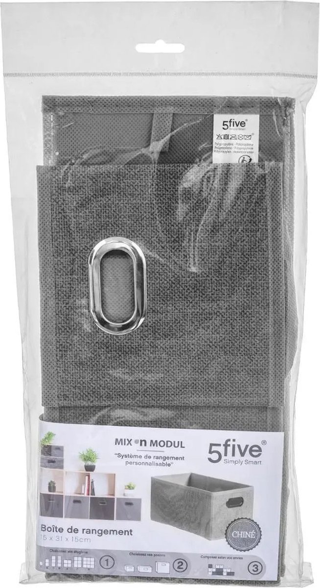 Set Van 2x Stuks Opbergmand/kastmand 7 Liter Licht Linnen 31 X 15 X 15 Cm - Opbergmanden - Grijs