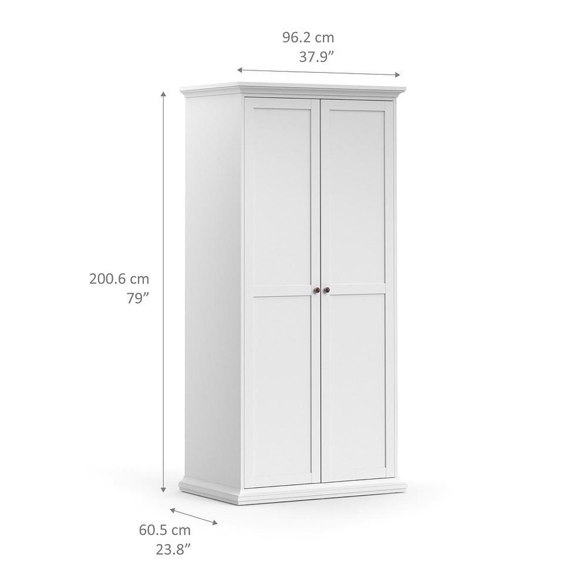 Kledingkast Wit 2deurs Venetië.