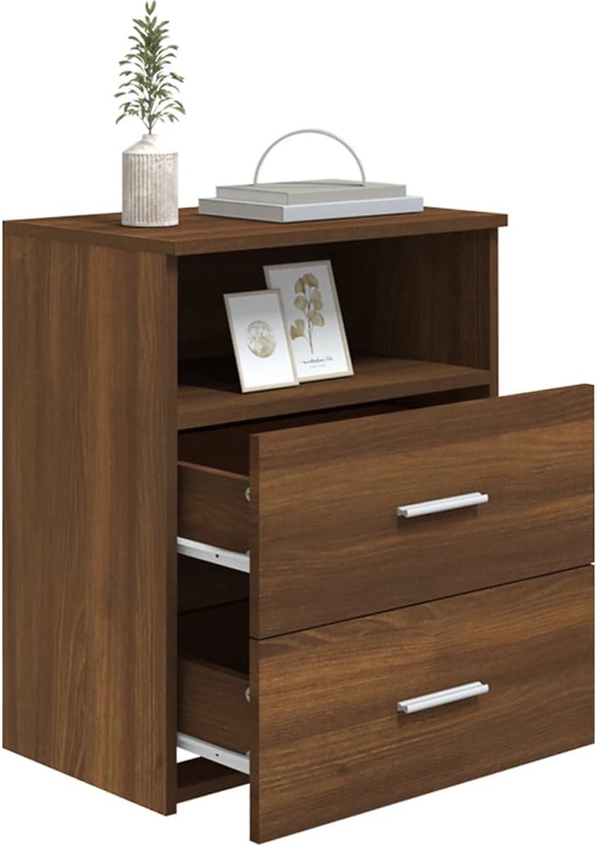 Vidaxl Nachtkastjes 2 St 50x32x60 Cmeikenkleurig - Bruin
