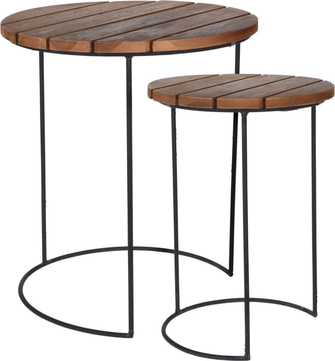 Home&Styling 2-delige Bijzettafelset Teak - Marrón