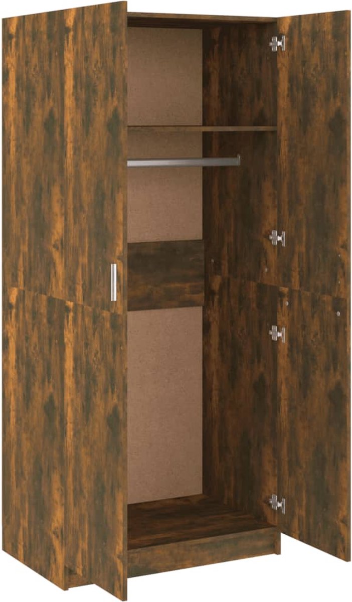 Vidaxl Kledingkast 80x52x180 Cm Bewerkt Hout Gerookt Eikenkleurig - Bruin