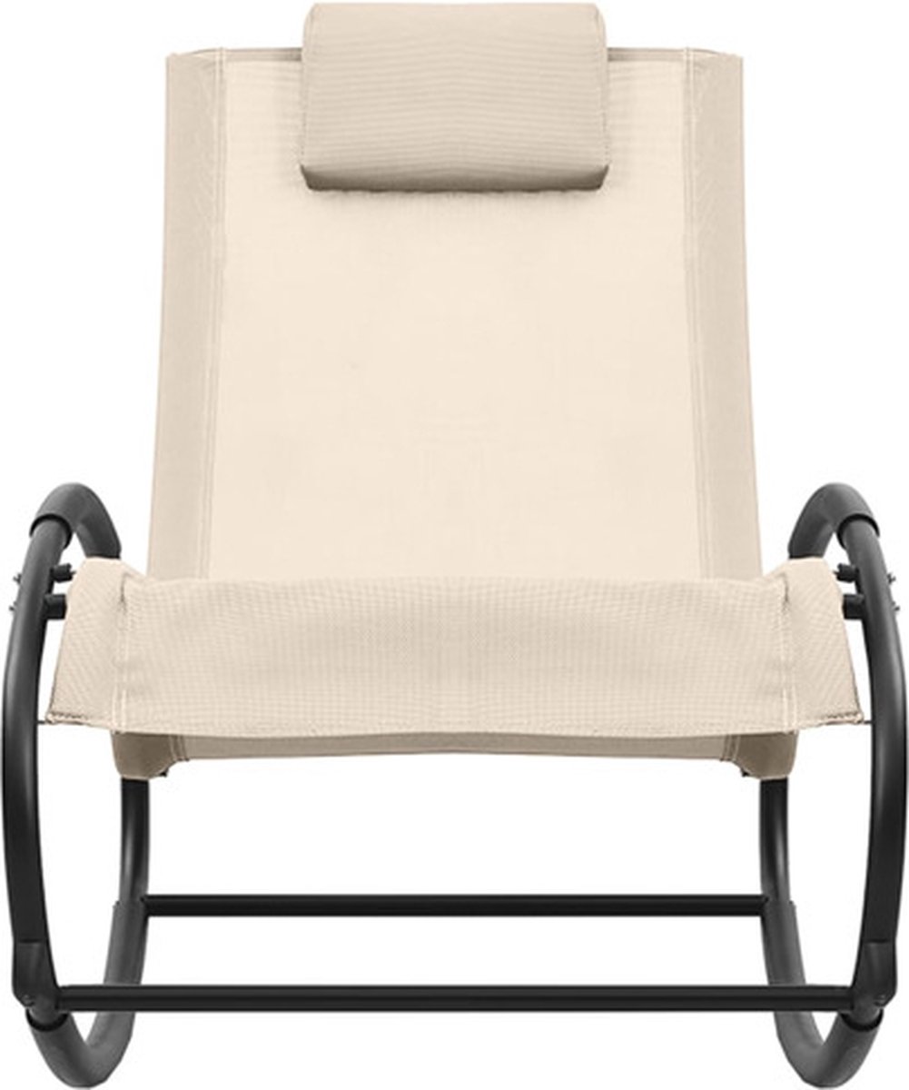 Vidaxl Ligbed Met Kussen Staal En Textileen Crèmekleurig