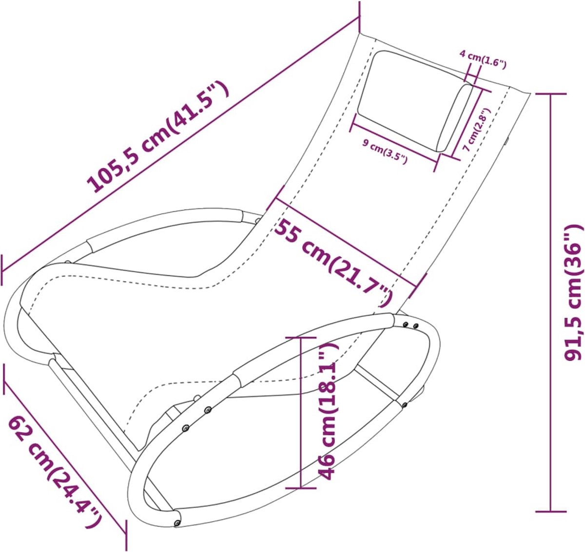 Vidaxl Ligbed Met Kussen Staal En Textileen Crèmekleurig