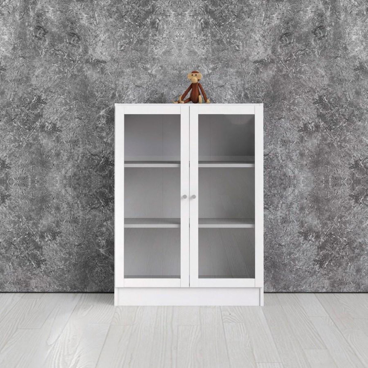 Base Wandkast 2 Glazen Deuren Wit.