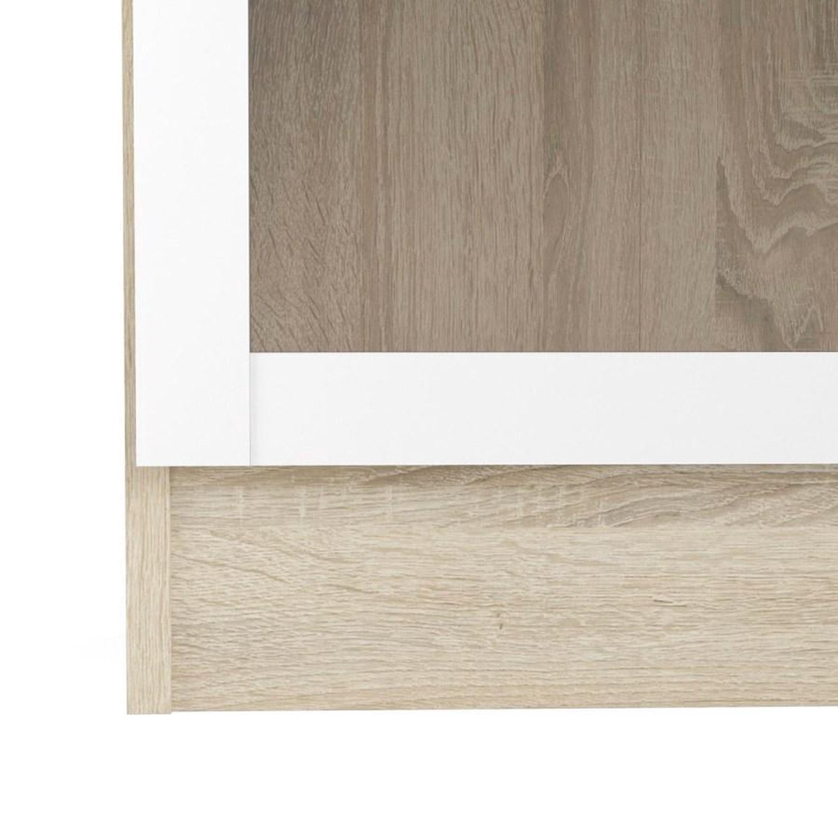 Base Wandkast 2 Glazen Deuren Eiken Structuur Decor, Wit. - Geel