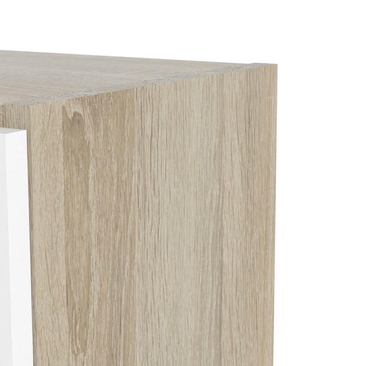 Base Wandkast 2 Glazen Deuren Eiken Structuur Decor, Wit. - Geel
