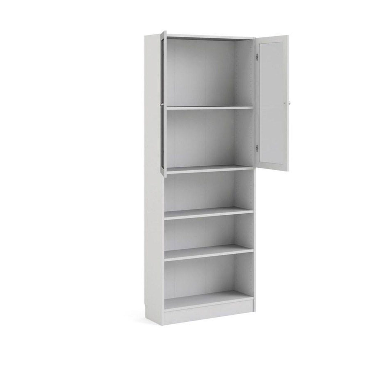 Base Wandkast 2 Glazen Deuren En 2 Planken Wit.