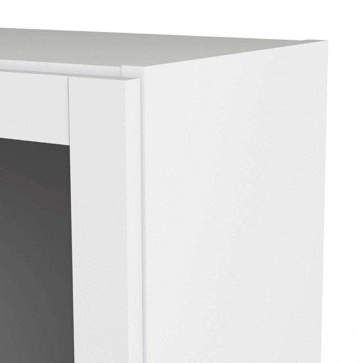 Base Wandkast 2 Glazen Deuren En 2 Planken Wit.