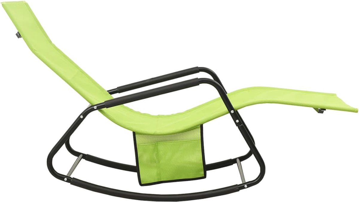 Vidaxl Ligbed Staal En Textileen - Groen
