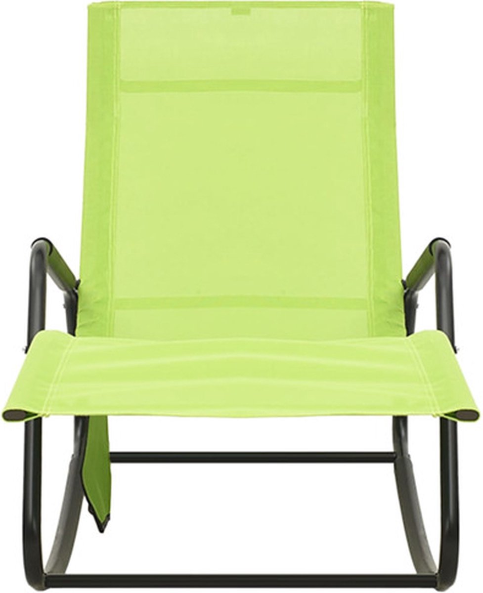 Vidaxl Ligbed Staal En Textileen - Groen