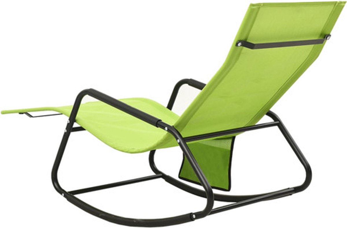 Vidaxl Ligbed Staal En Textileen - Groen