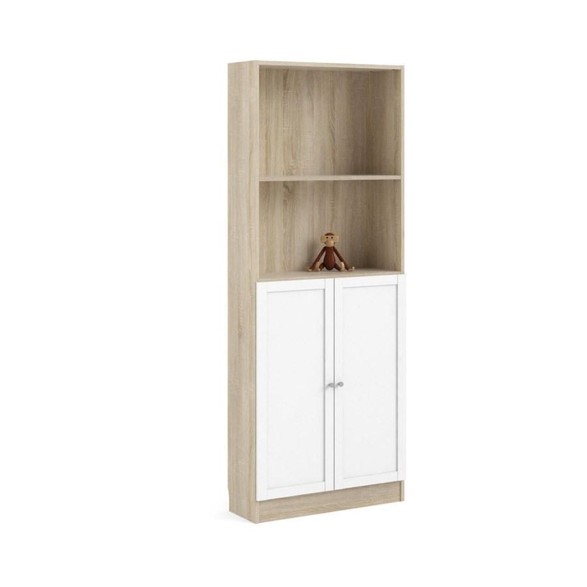 Base Wandkast 1 Plank En 2 Deuren Eiken Structuur Decor, Wit. - Geel