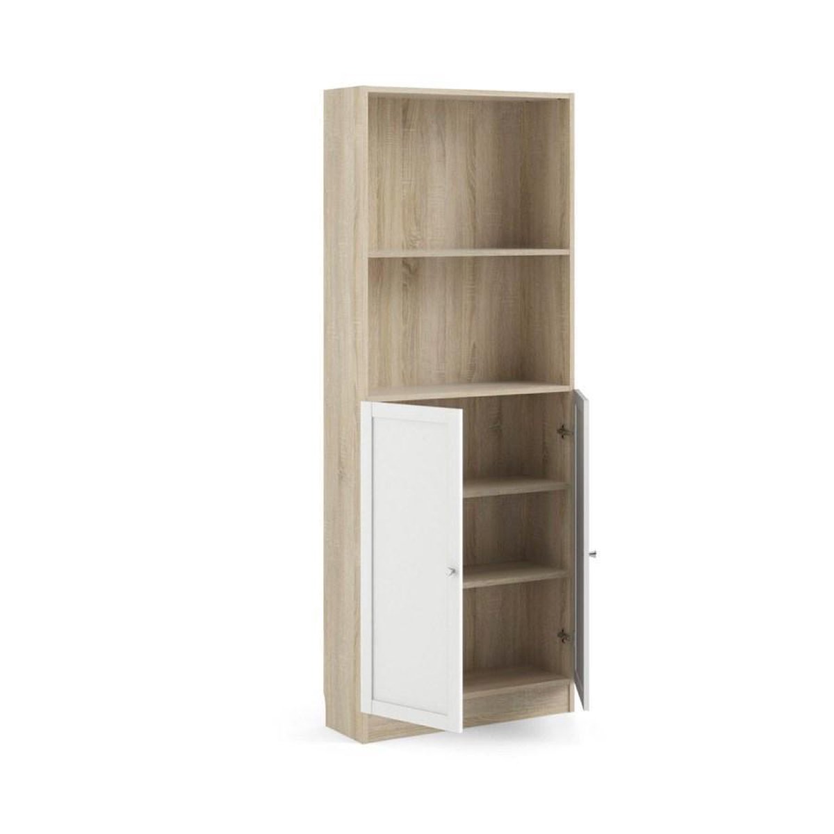 Base Wandkast 1 Plank En 2 Deuren Eiken Structuur Decor, Wit. - Geel