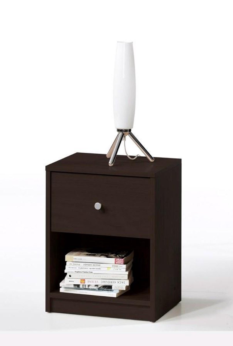 Maria Nachtkastje 1 Lade En 1 Vak Koffiekleurig. - Bruin