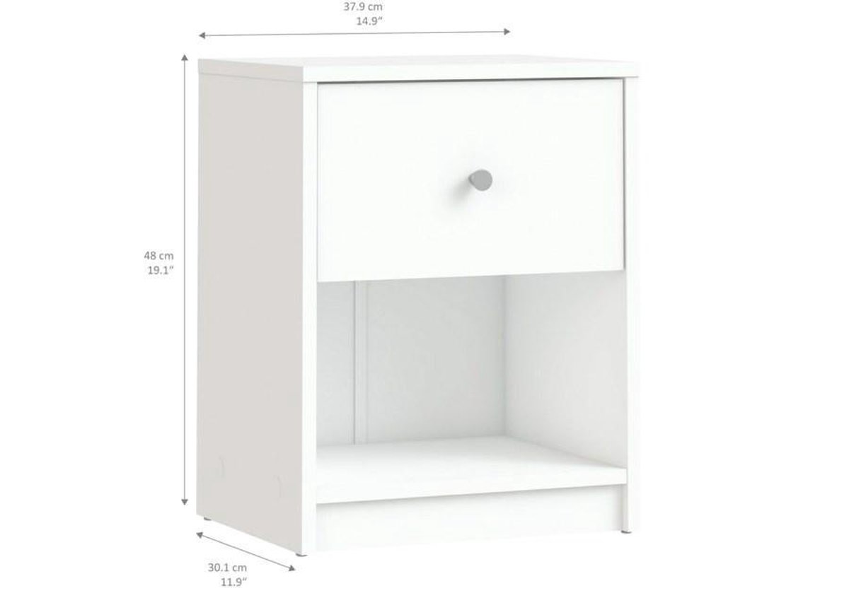 Maria Nachtkastje 1 Lade En 1 Vak Wit.