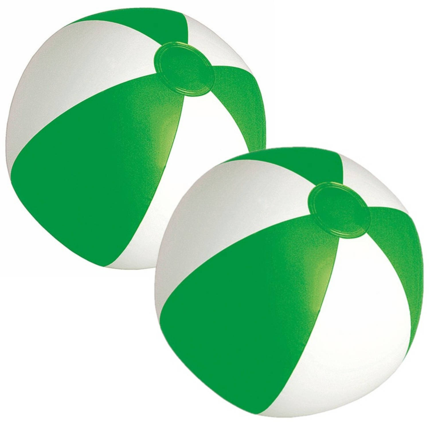 2x Stuks Opblaasbare Zwembad Strandballen Plastic/wit 28 Cm - Strandballen - Groen