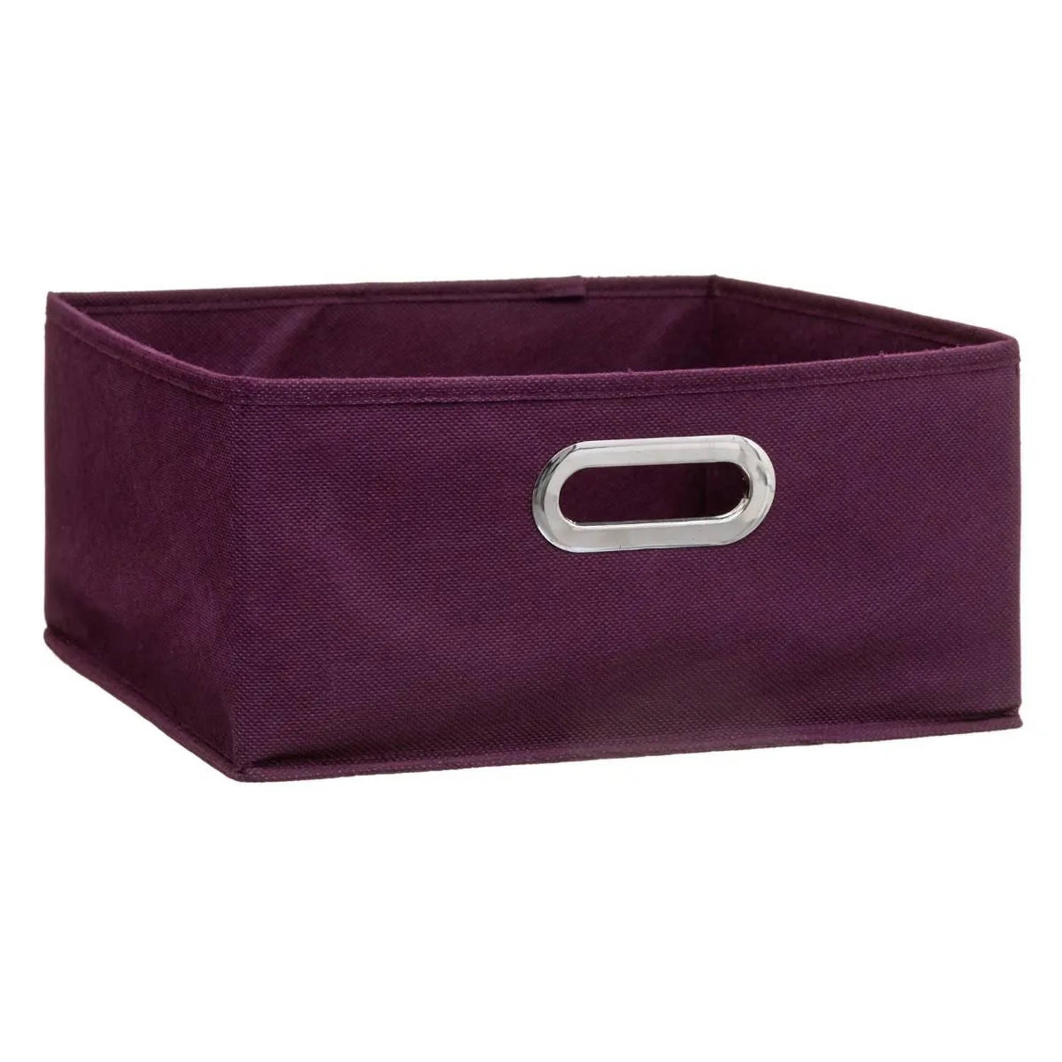 Opbergmand/kastmand 14 Liter Aubergine Linnen 31 X 31 X 15 Cm - Opbergmanden - Paars