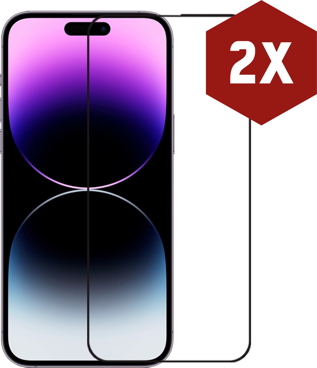 2-pack Kratoshield Iphone 14 Pro Max Screenprotector - Glass - Full Cover 2.5d - Black