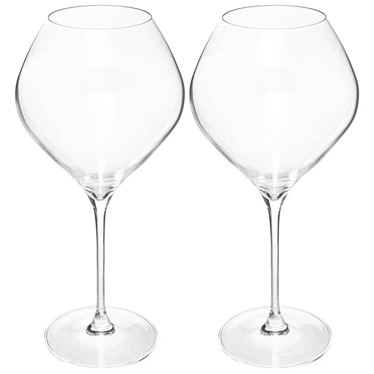 Secret de Gourmet Set Van 2x Grote Wijnglazen Voor Rode Wijn Alsace 860 Ml Van Glas - Wijnglazen