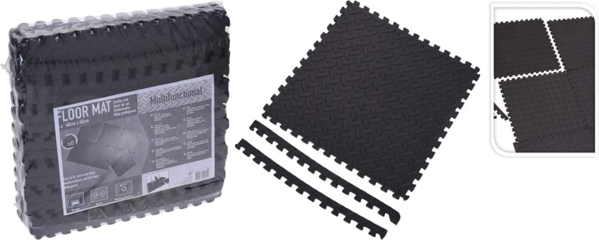 Huismerk 6x Foam Vloermat/zwembad Tegels 40 X 40 Cm - Speelkleden - Zwart