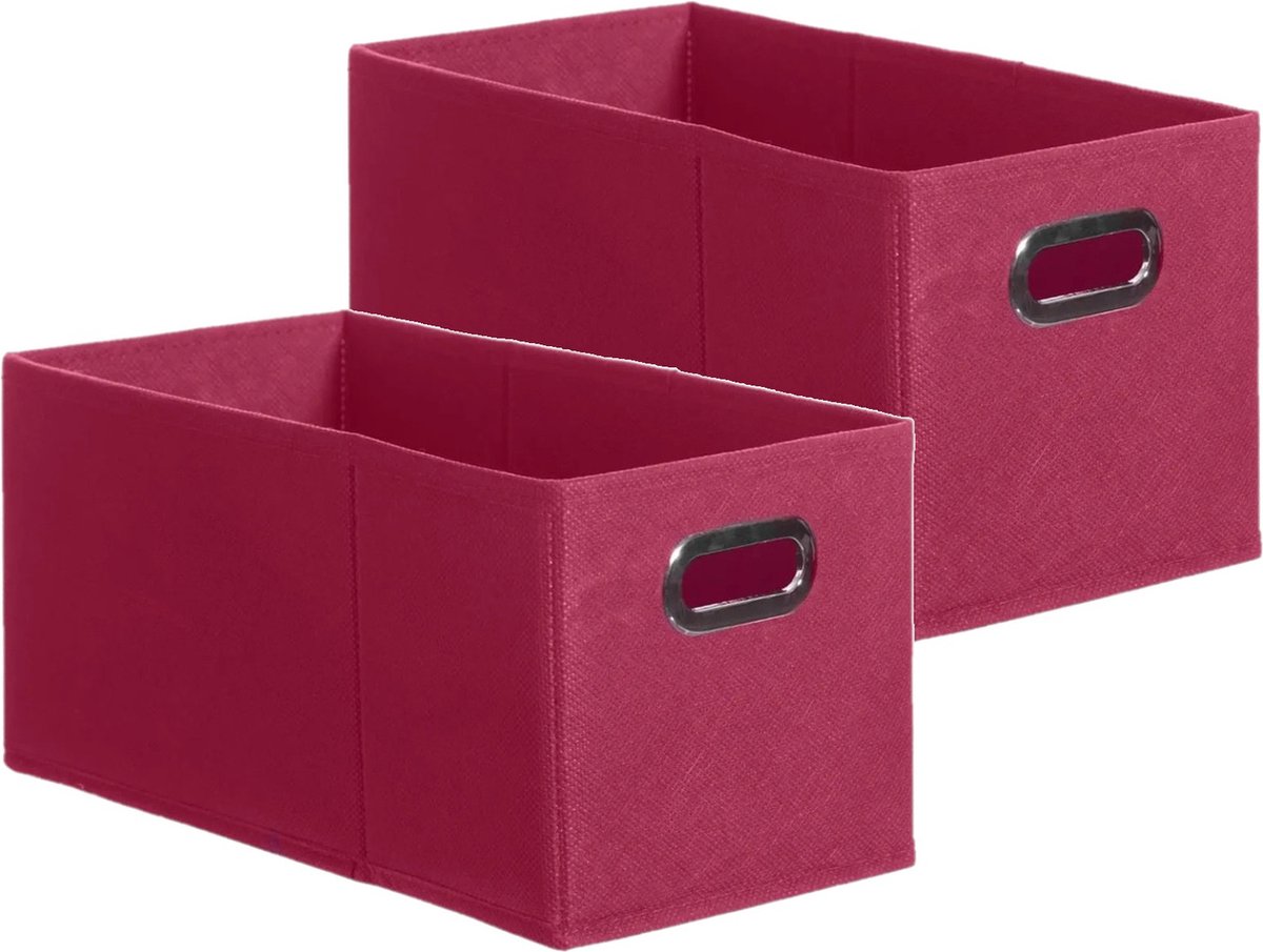 Set Van 2x Stuks Opbergmand/kastmand 7 Liter Framboos Linnen 31 X 15 X 15 Cm - Opbergmanden - Roze