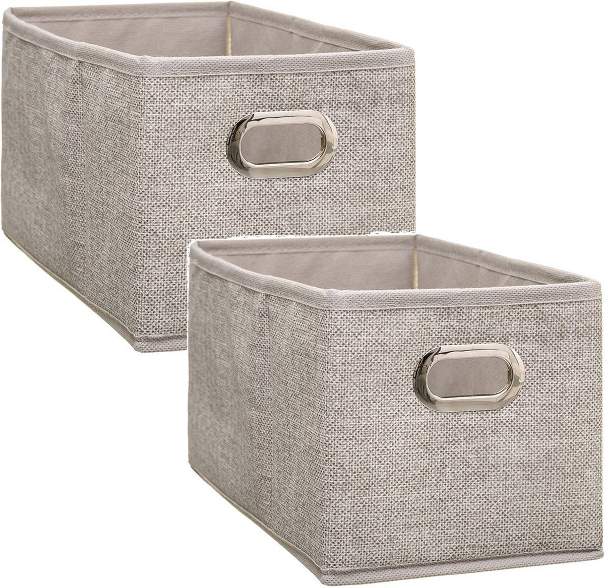 Set Van 2x Stuks Opbergmand/kastmand 7 Liter Linnen 31 X 15 X 15 Cm - Opbergmanden - Beige