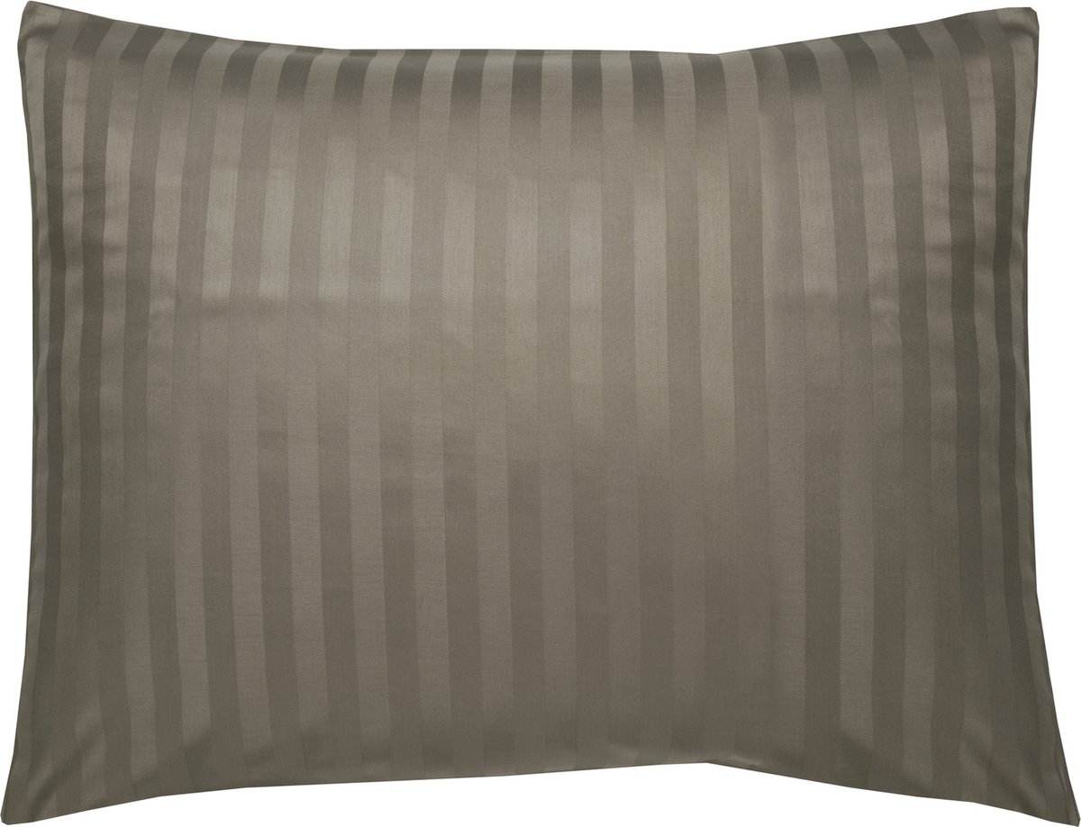 Ten Cate Streep Katoensatijnen Kussenslopen (2 Stuks) - 60x70 Cm - Taupe