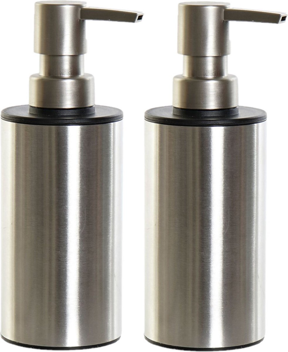 Items 2x Stuks Zeeppompjes/zeepdispensers Zilver Rvs 300 Ml - Zeeppompjes - Silver