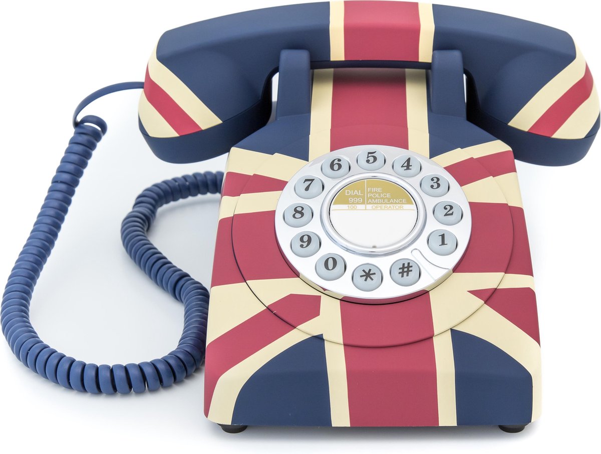 GPO 1970 Retro Druktoets Telefoon - Aan Te Sluiten Op Modem - Union Jack