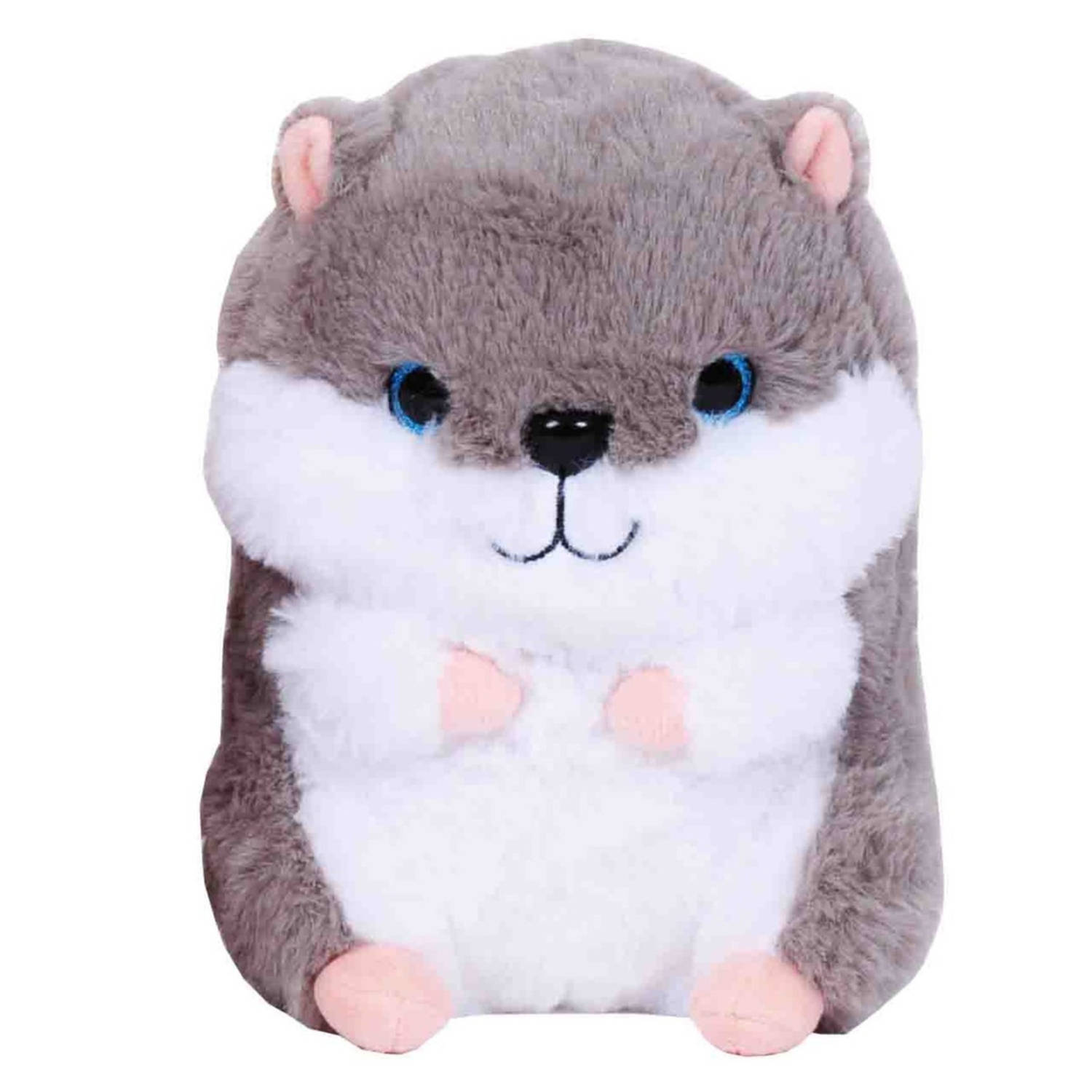 Pluche Speelgoed Knuffeldier Grijze Hamster Van 19 Cm - Knuffeldier