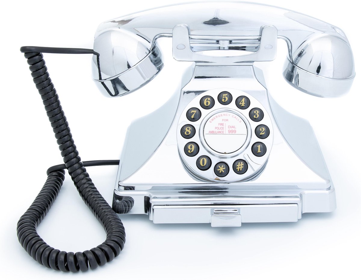 GPO Carrington Retro Telefoon - Aan Te Sluiten Op Modem - Chroom - Silver