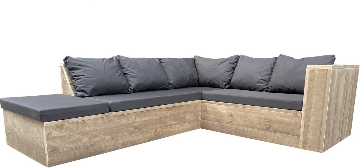 Wood4you - Loungeset 7 Steigerhout 210x200 Cm - Incl Kussens (Gl-vorm) - Bruin