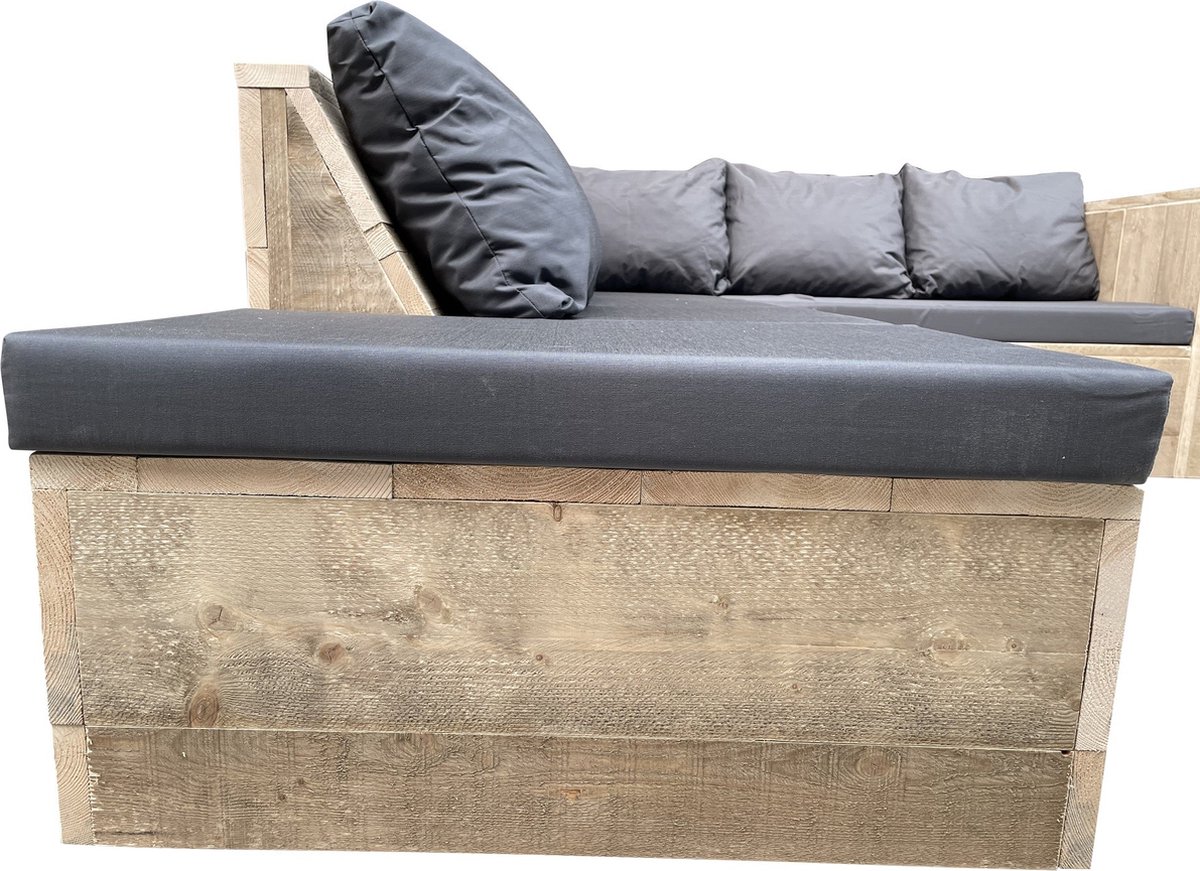 Wood4you 1 - Loungeset 7 Steigerhout 200x200 Cm - Incl Kussens (Gl-vorm) - Bruin